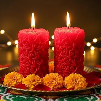 Rose Bunch Pillar Candles
